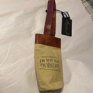 Mona B wine  bottle bag with leather strap